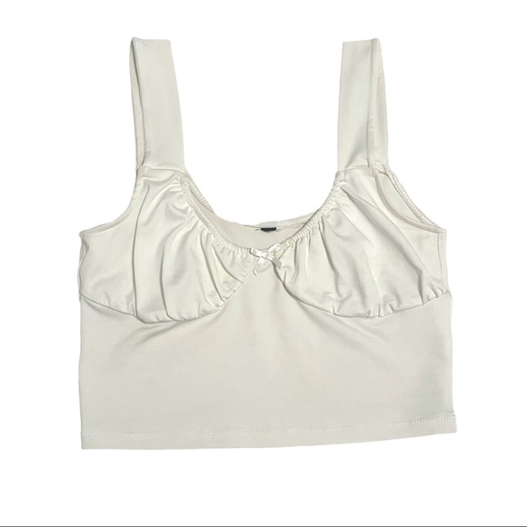 White Crop Top - Cute Bow Detail - Picture 1 of 1